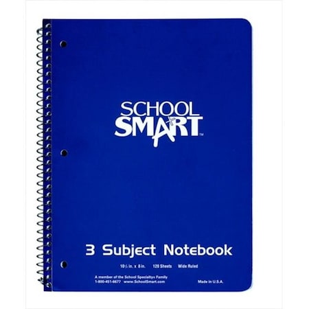 School Smart 086766 Sulphite 3-Hole Punched Non-Perforated Spiralbound Notebook - 1 Subject; 5-1 & 2 X 4 In; 15 Lb; 0.34 In; Wide Ruling; 200 Sheets; 